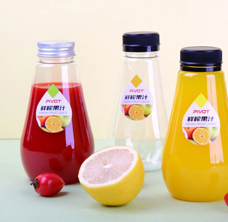 Creative Transparent Food Grade Juice Plastic Bottle Disposable Beverage Plastic Packaging Bottles with Cover YGJ-139