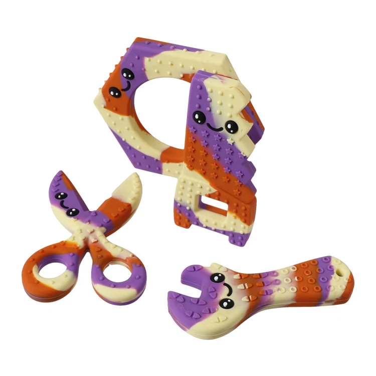 Factory Directly Sell  Food Grade Silicone BPA Free OEM Newest Sensory Chew Pendant Baby Teether for Kids with Autism ADHD ADD