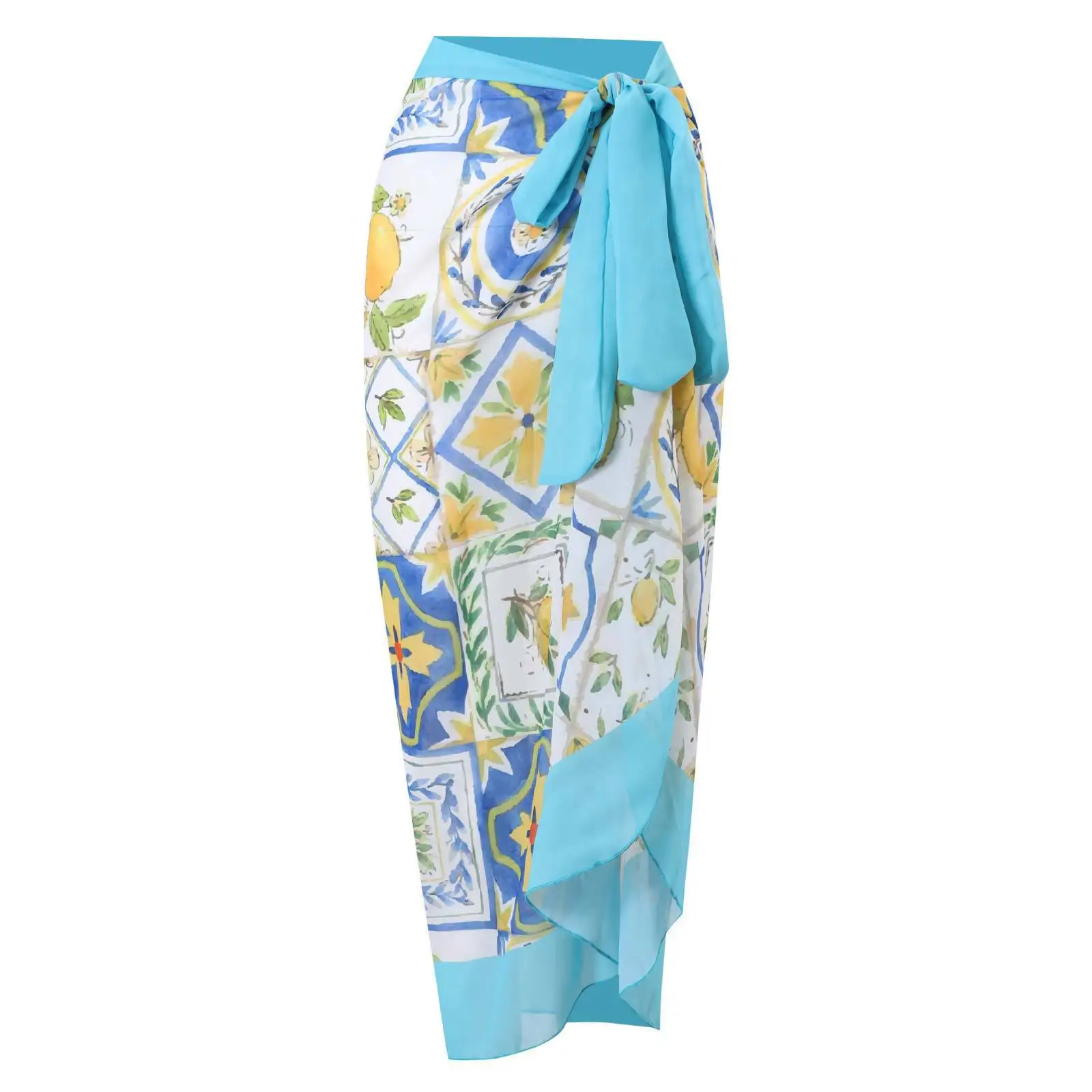 New trendy fashion swimwear beachwear one piece swimsuit vintage print bikini set with beach cover up