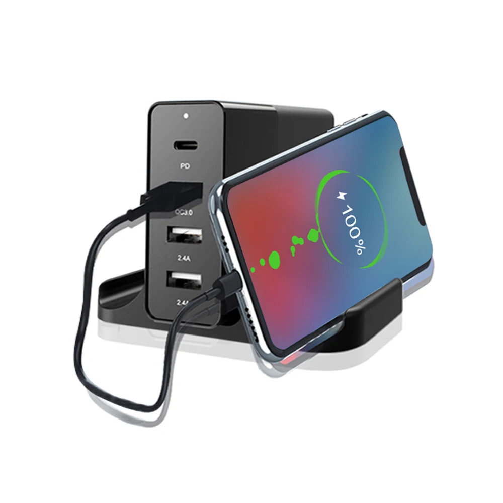 48W 4-Port PD 3.0 Type C Charger USB C Wall Charger for MacBook Pro/Air iPhone 12 Pro Max/12 Pro iPad Pro Switch Think Pad