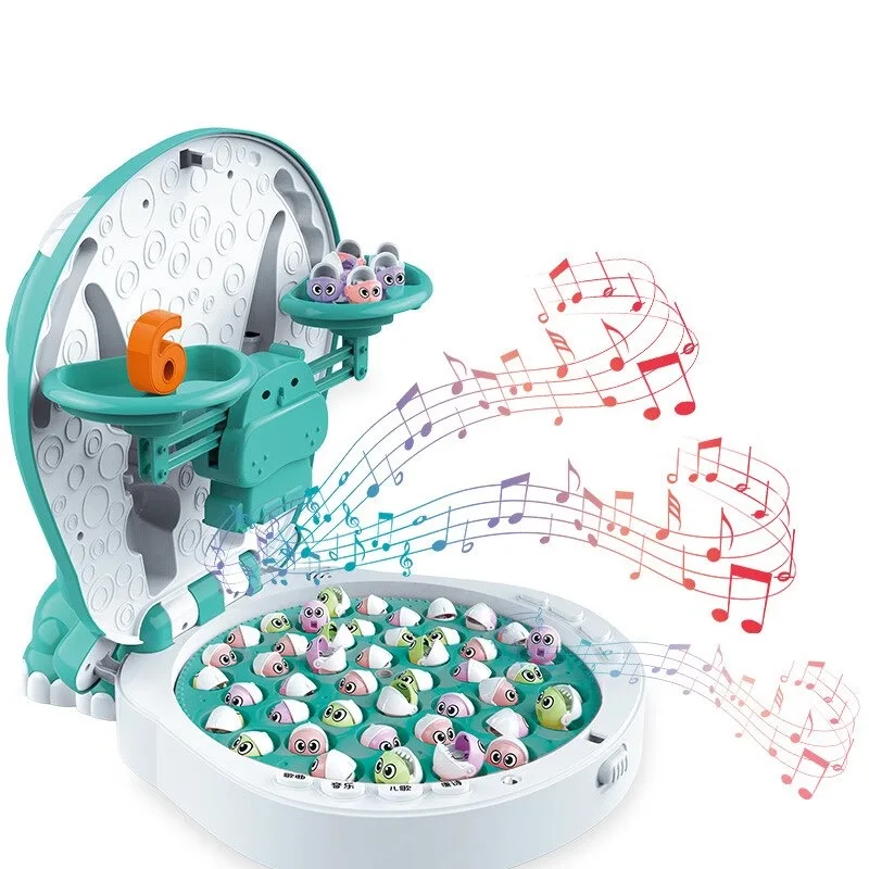 Educational Toys 45 Pcs Little Fish 4 In 1 Balance Magnet Sleek Appearance Hippo Fishing Platform Rotating Fishing Play Game