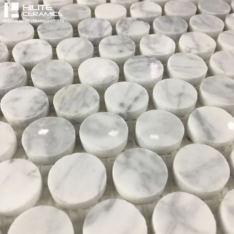 HILITE Foshan Waterjet Natural Stone Mosaic Gray Bathroom Round and Circle Matt Porcelain Kitchen Backsplash Tile 300*300mm