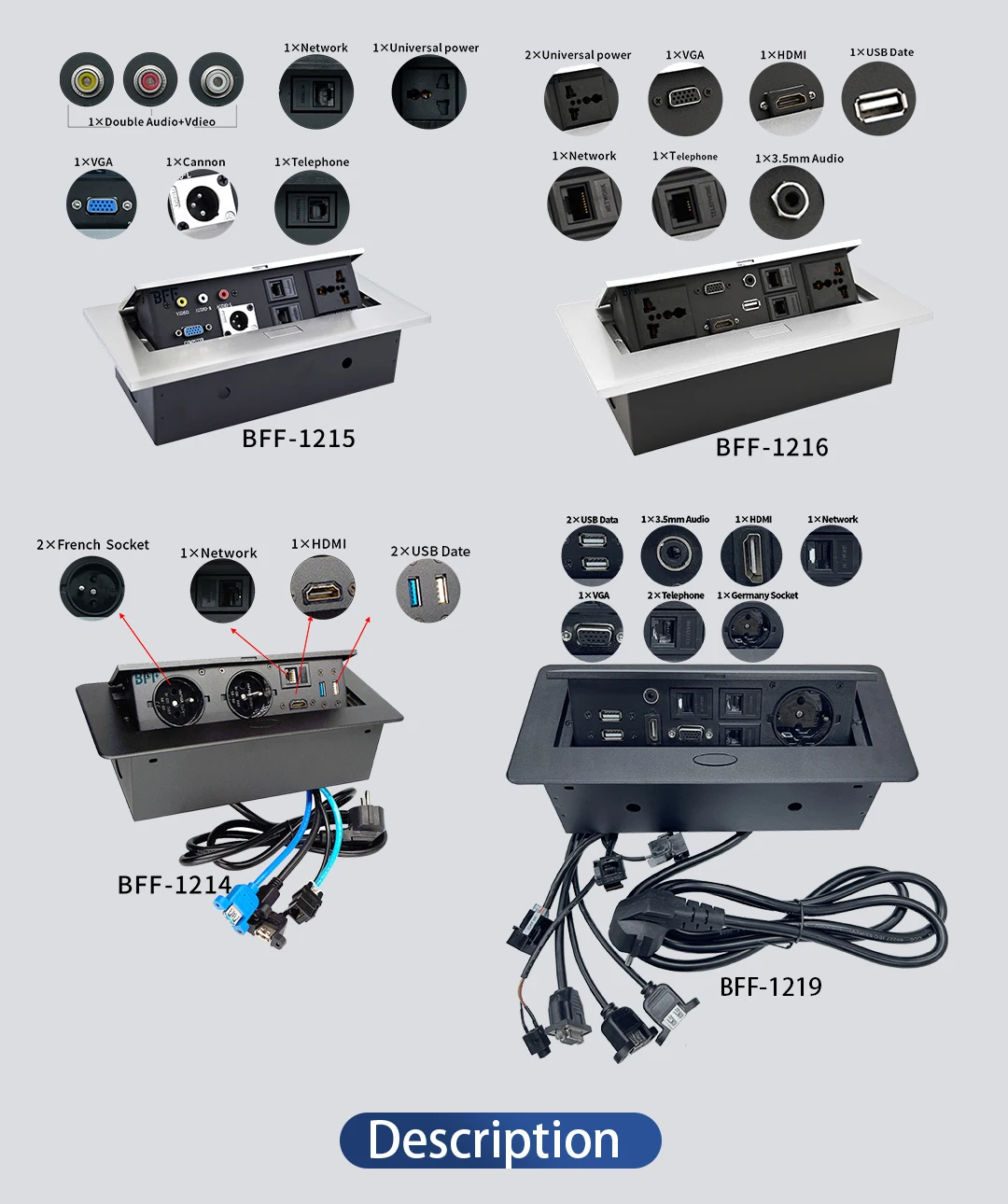 High Quality VGA Power Meeting Office Conference USB Plug Pop Up desktop  Socket