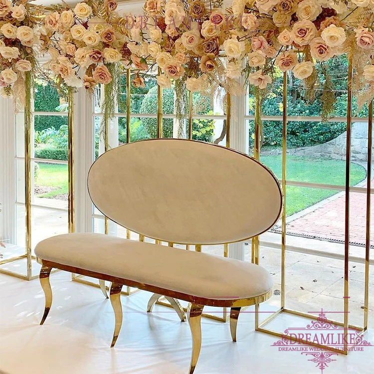 Hot Selling Stainless Steel Wedding Sofa Bride And Groom Chaise Chairs For Wedding Reception
