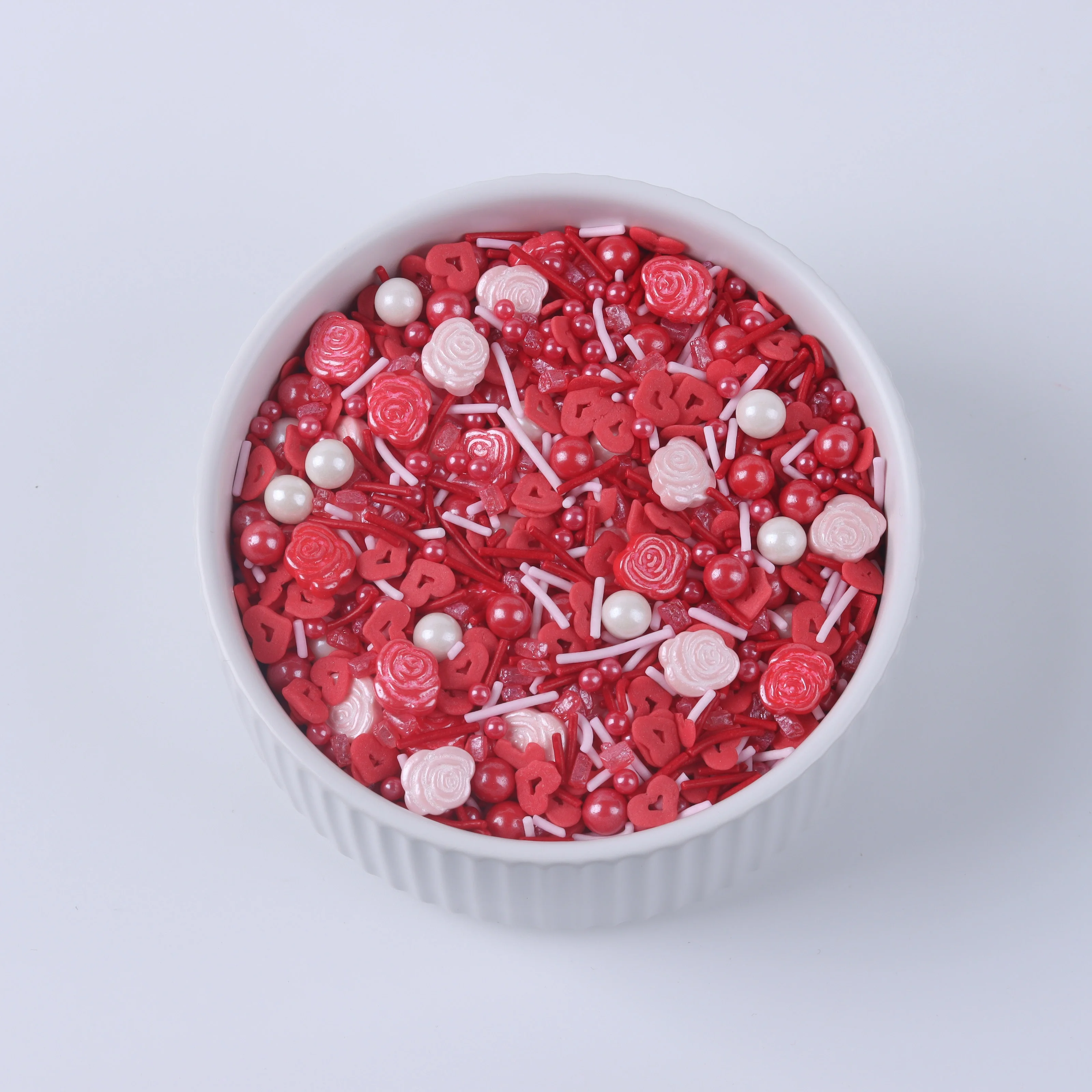 Lovebakery Valentine Cake Sprinkles Wholesale Rose Press Candy Pearly Sugar Beads Confetti Jimmies Sprinkles for Bake Decoration
