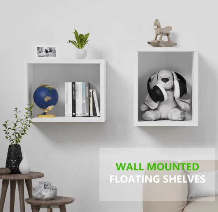 Cube Floating Shelves for Wall Storage Open Square Bookcase  Mounted Bedroom Wall Shelf Organizer Wood Wall Shelf  storage