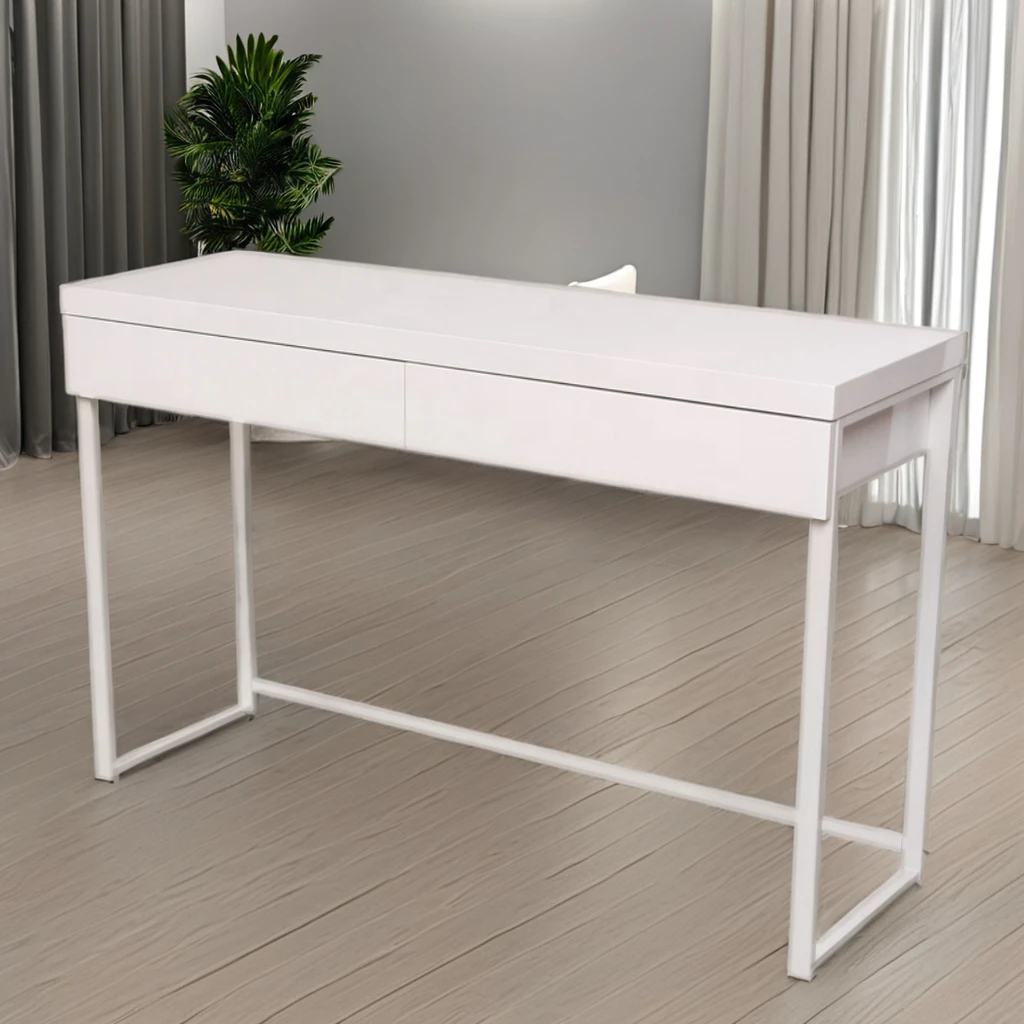 High Quality Customizable White PC Office Computer Desk with 2 Wooden Drawers Gaming Table for School Use