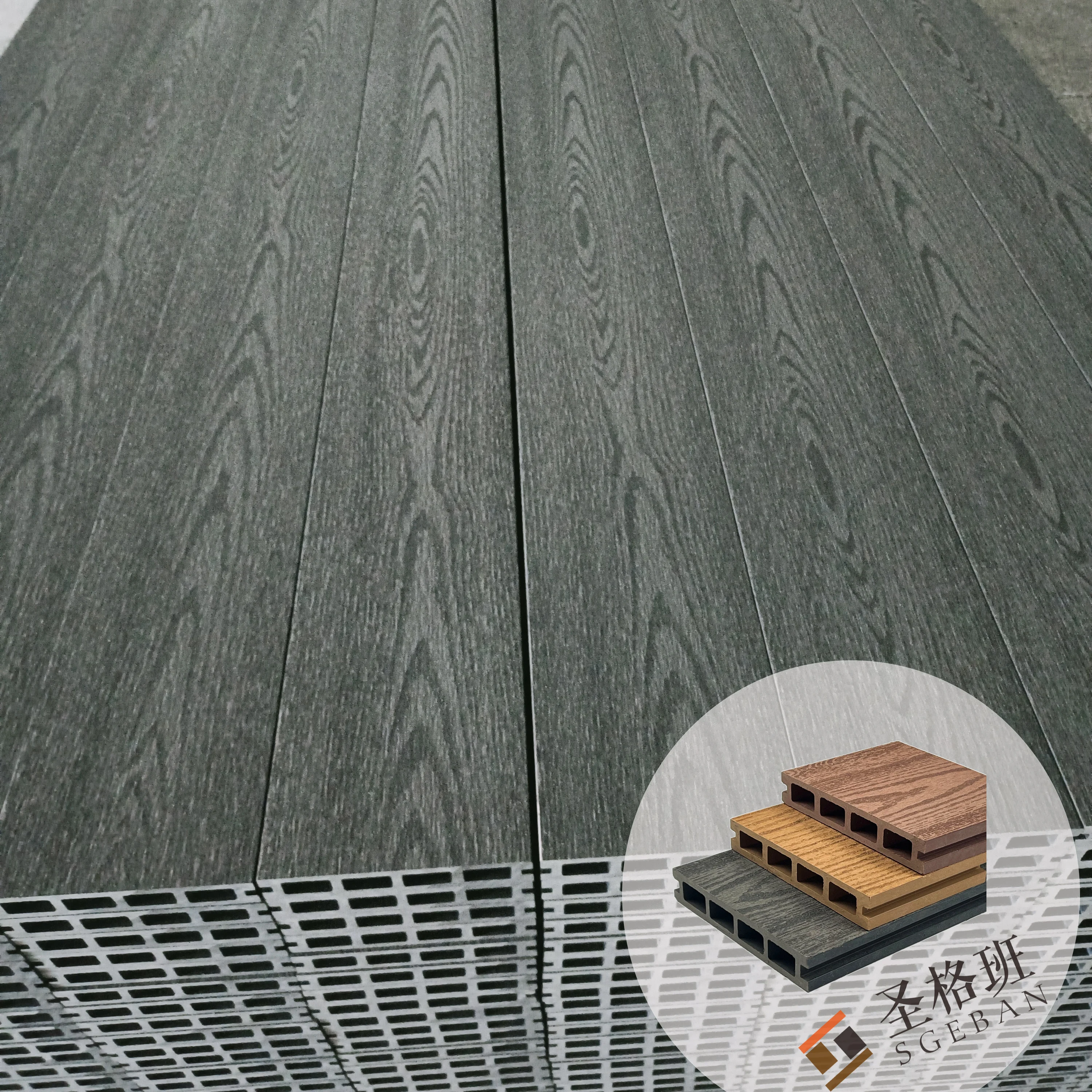 Outdoor High Quality Low Cost Engineering  Durable Waterproof Anti-slip wood plastic composite Tiles wpc floor