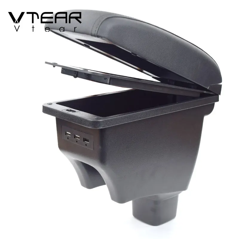 Vtear For Suzuki Sx4 Armrest box Usb Interface PU leather Storage Box Car-styling Arm Rest box Interior Accessories auto Part