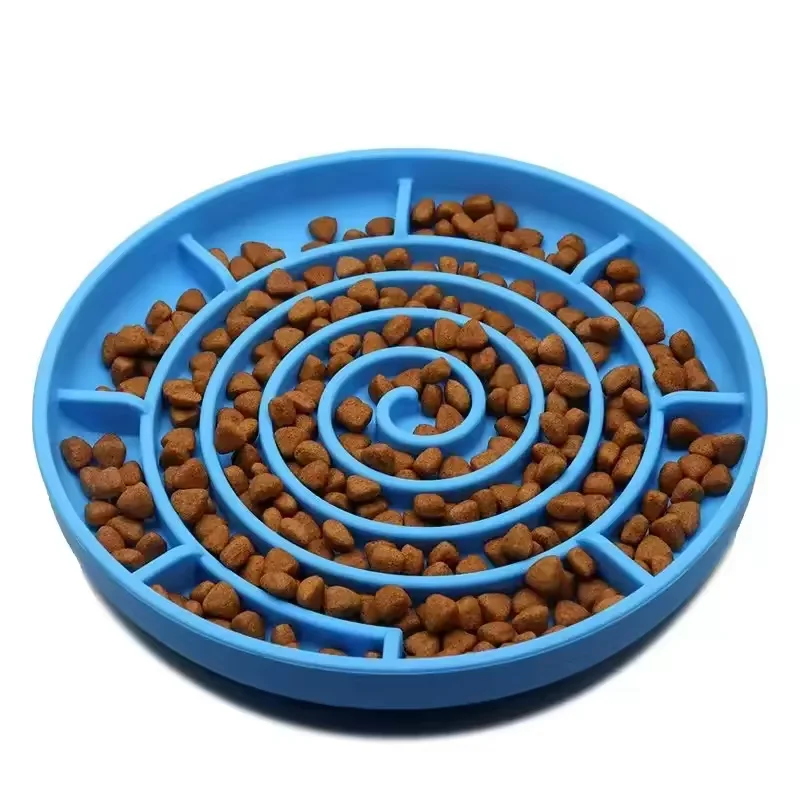 Round Slow Feeder Pet Food Bowl Slow Eating Silicone Pet Lick Bowl For Dogs and Cats Anti Gulping Nonslip Bowl with Suction Cups