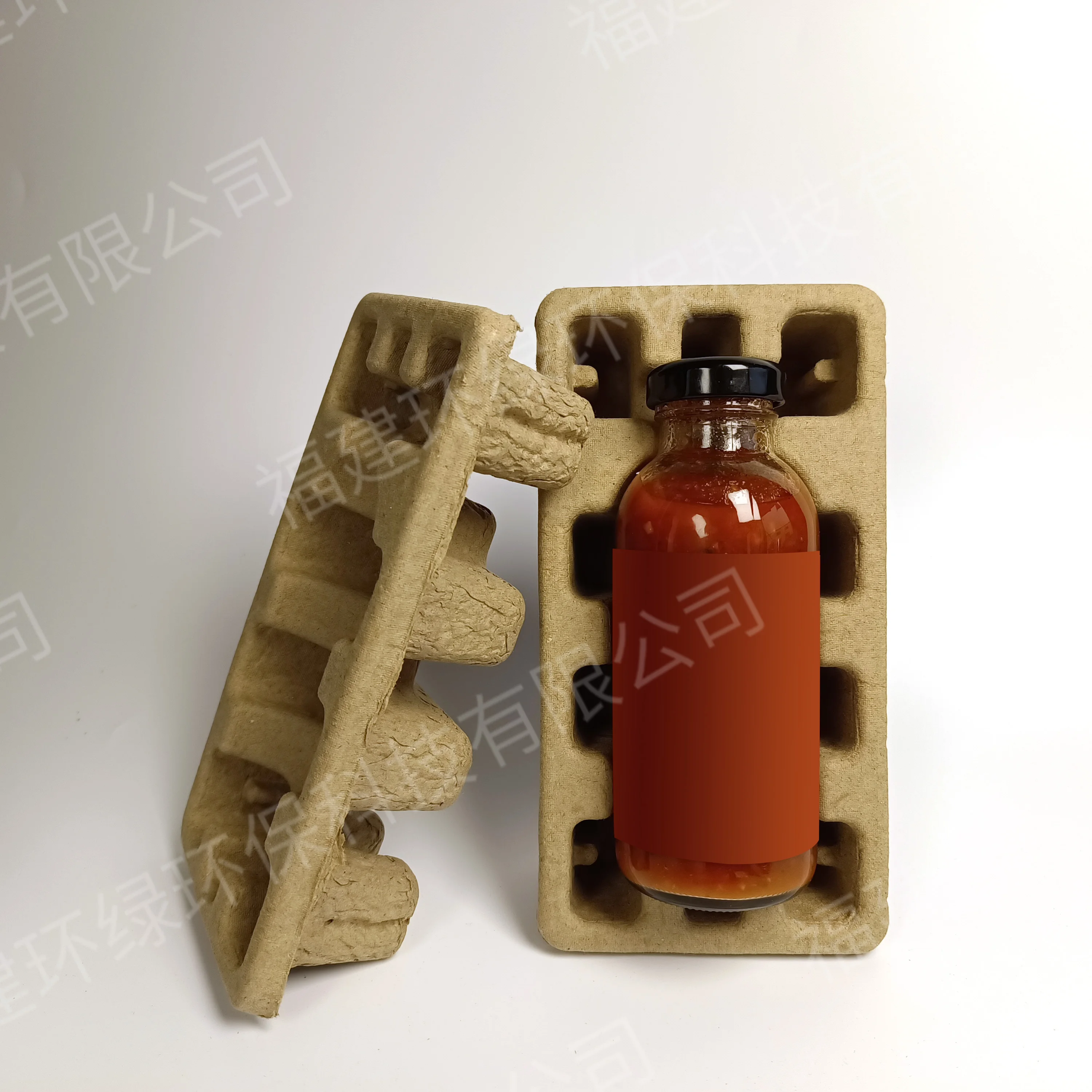 Recyclable pulp wine tray With Molded Paper Pulp Wine Bottle Jam bottle Glass bottle Packaging Tray Shippers