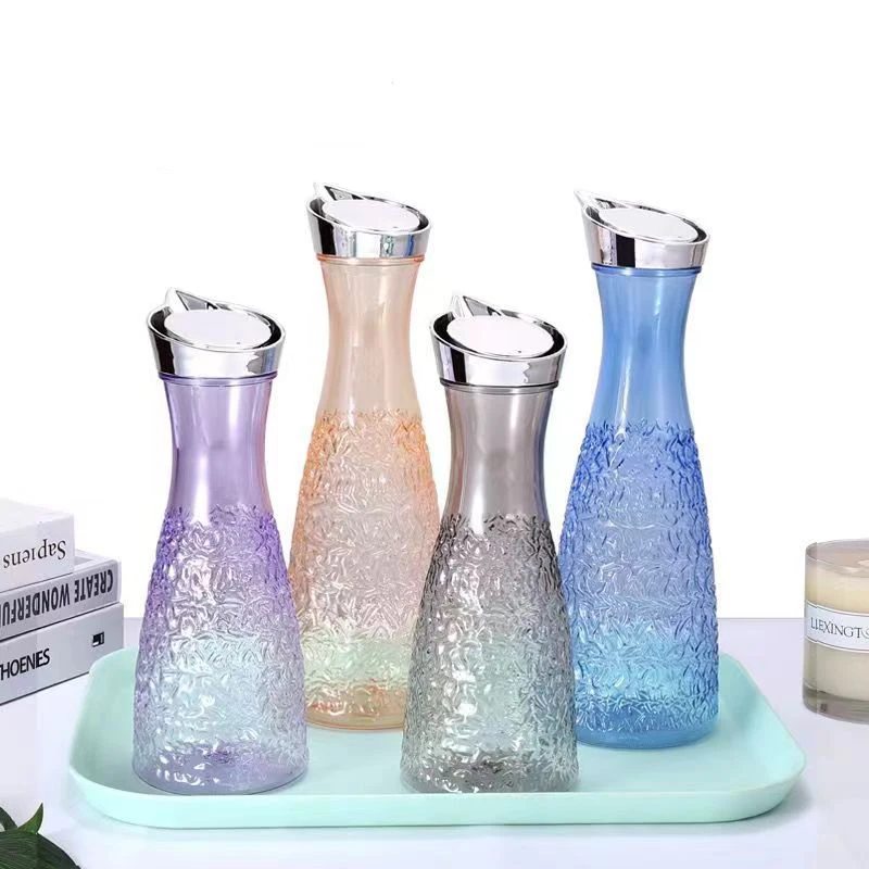 Hot Sale Restaurant Pc Clear Tea Jug Juice Carafes Bottle Acrylic Pouring Glass Water Pitchers With Lid Plastic Pitcher