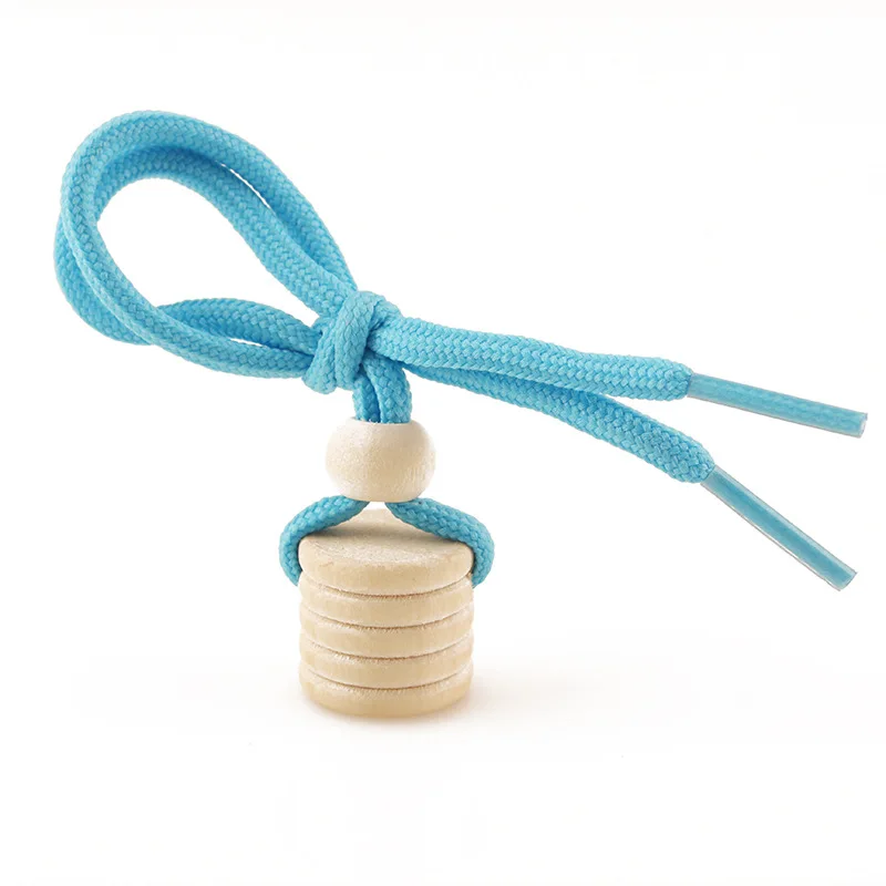 Diy String Hanging Cap Car Perfume Bottle Essential  Ornaments Air Freshener Pendant Empty Glass  Wooden Bottle Lid with rope