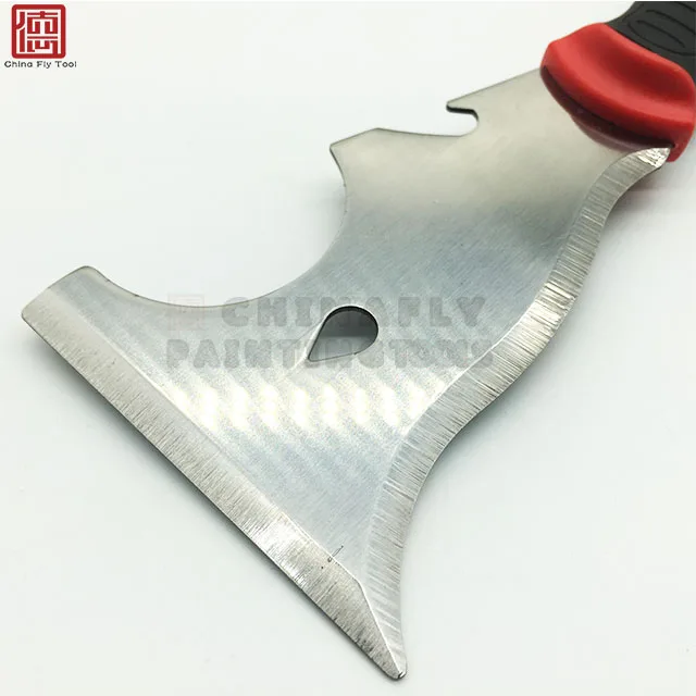
CTSC012 Top quality 15 in 1 rubber handle stainless steel mirror polishing blade sharp edge scraper putty knife 