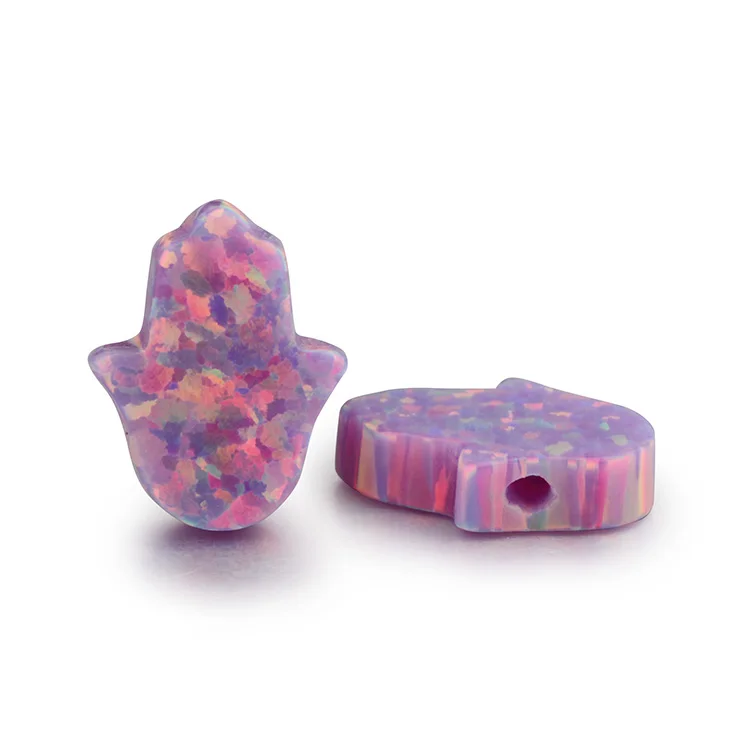 Zhengyong Jewelry OP38 Lab Created Opal Hamsa Hand Shape Synthetic Fire Opal 92 Colors Available