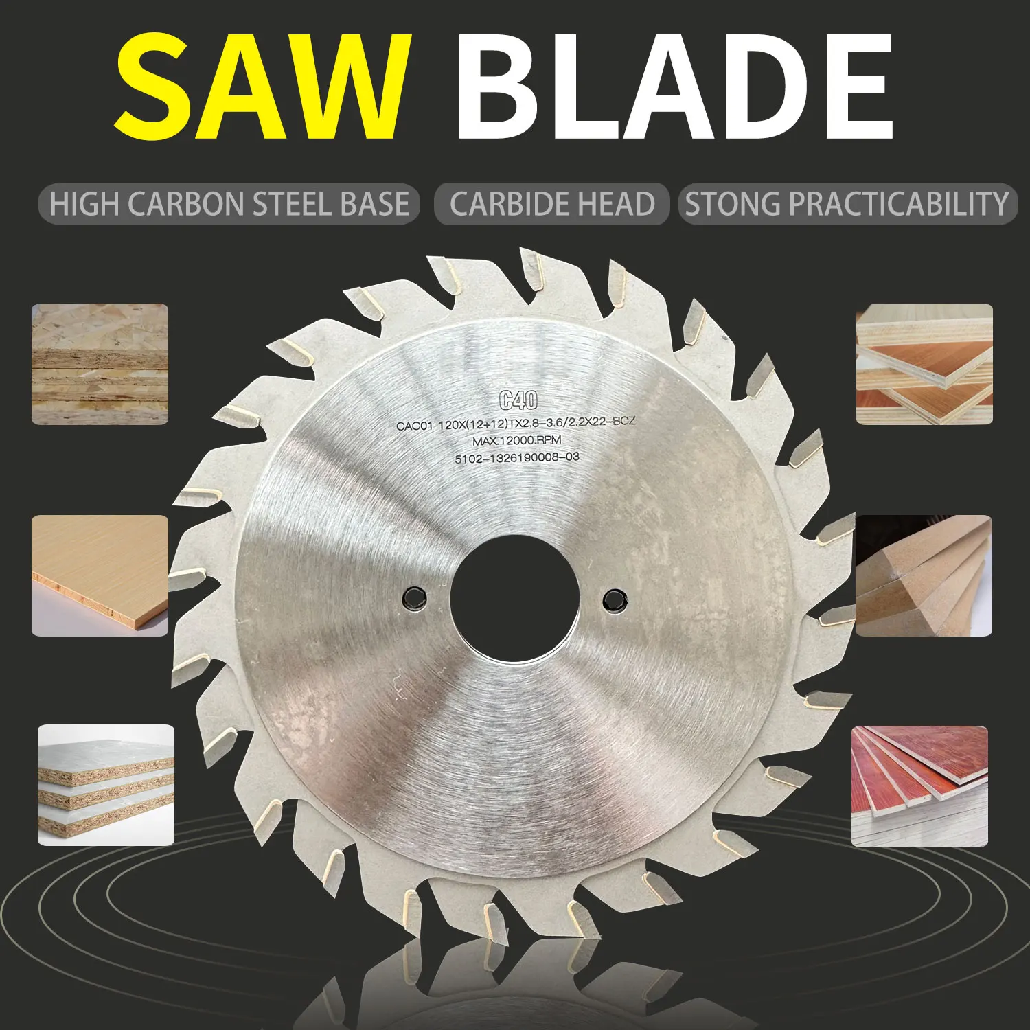 120*12T+12T*20 Woodworking table saw alloy saw blade double scoring saw blade price