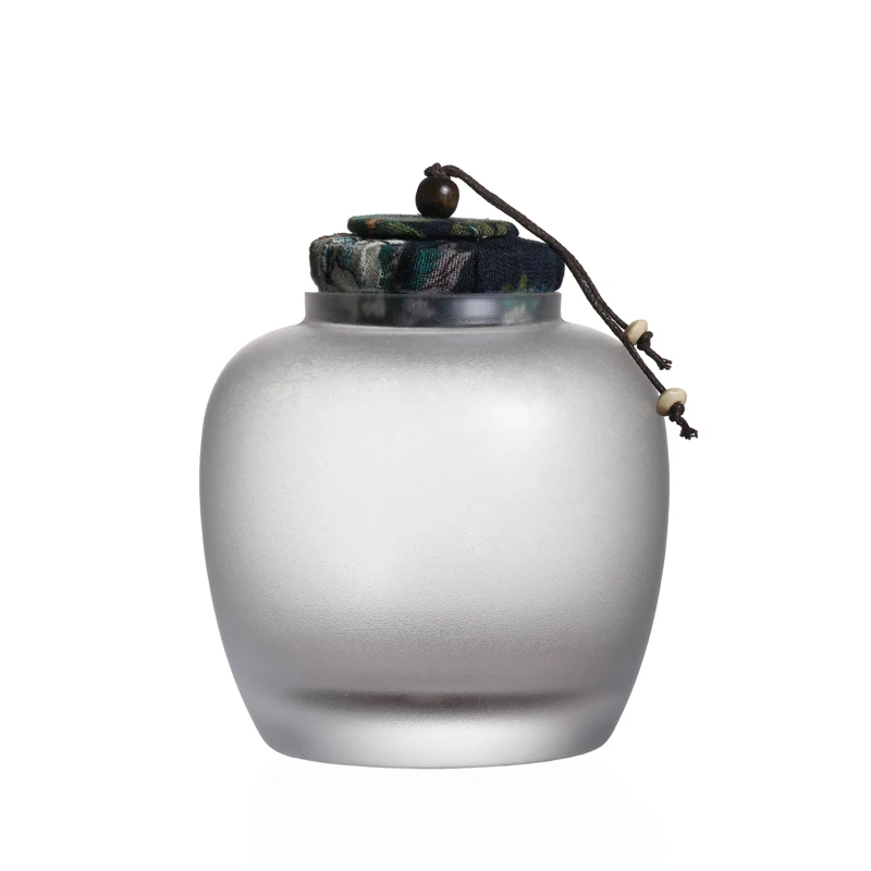 
Wholesale Customized Frosted glass storage jar with a cover moistureproof handmade glass tea canisters 