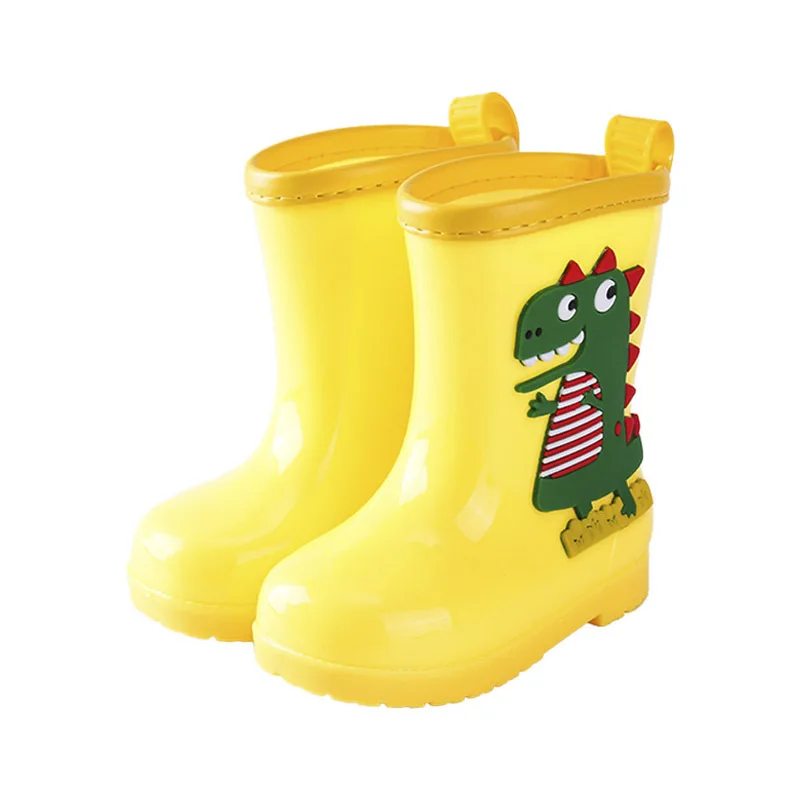 New arrival waterproof pvc kids shoes cute cartoon dinosaur patterns rain boots baby girl outdoor slip-proof rain boots L423