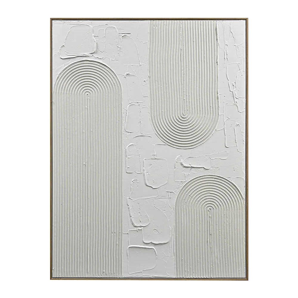 Hand Painted Abstract Artwork Texture White Modern Decor Canvas framed Wall Art Painting  for home decor