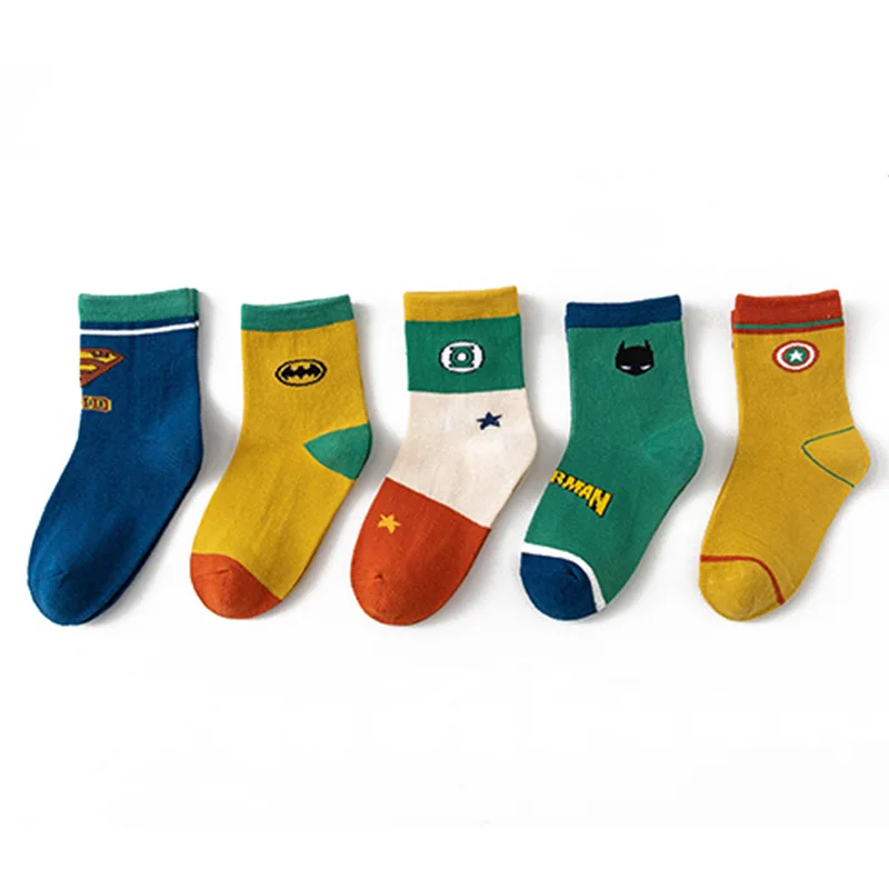 HY-4226 New Design Cartoon Hero Socks Spring Ready to Ship Wholesale 2024 New Cotton Sock Kids  Girl Boy Kids