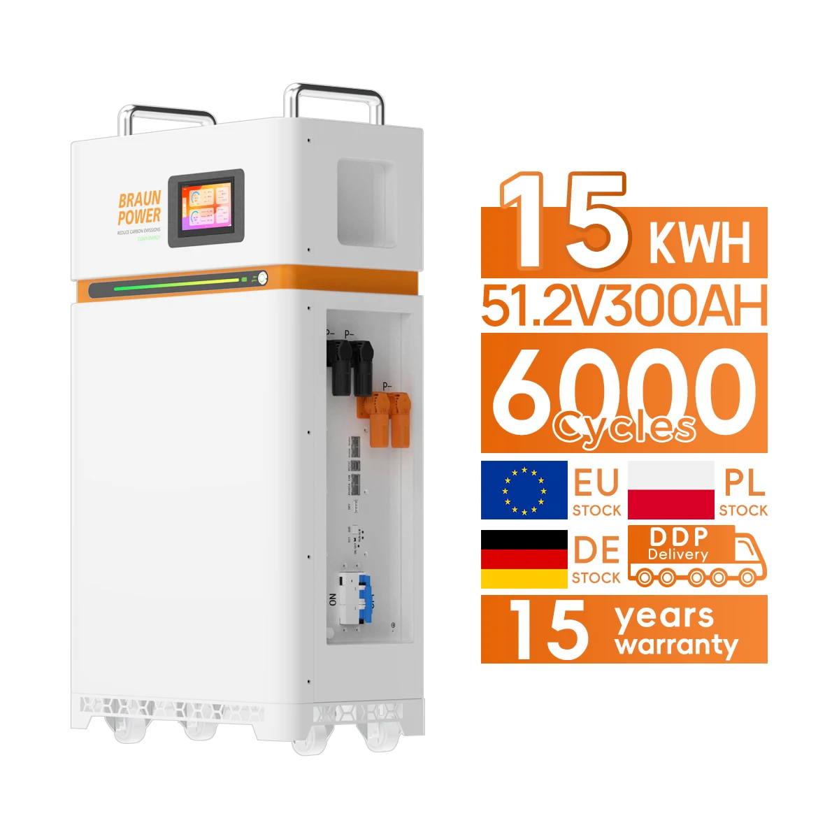 Аккумуляторы Braun Power Eu литиевые 48 В 51 2 280 А · ч 15 кВтч Lifepo4 Настенные Бытовые солнечные энергетические системы