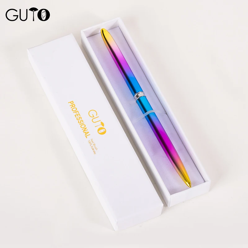 Manufacturer New Rainbow Metal Handle Wholesale 100% Pure Kolinsky Sable Acrylic Nail Art Brushes