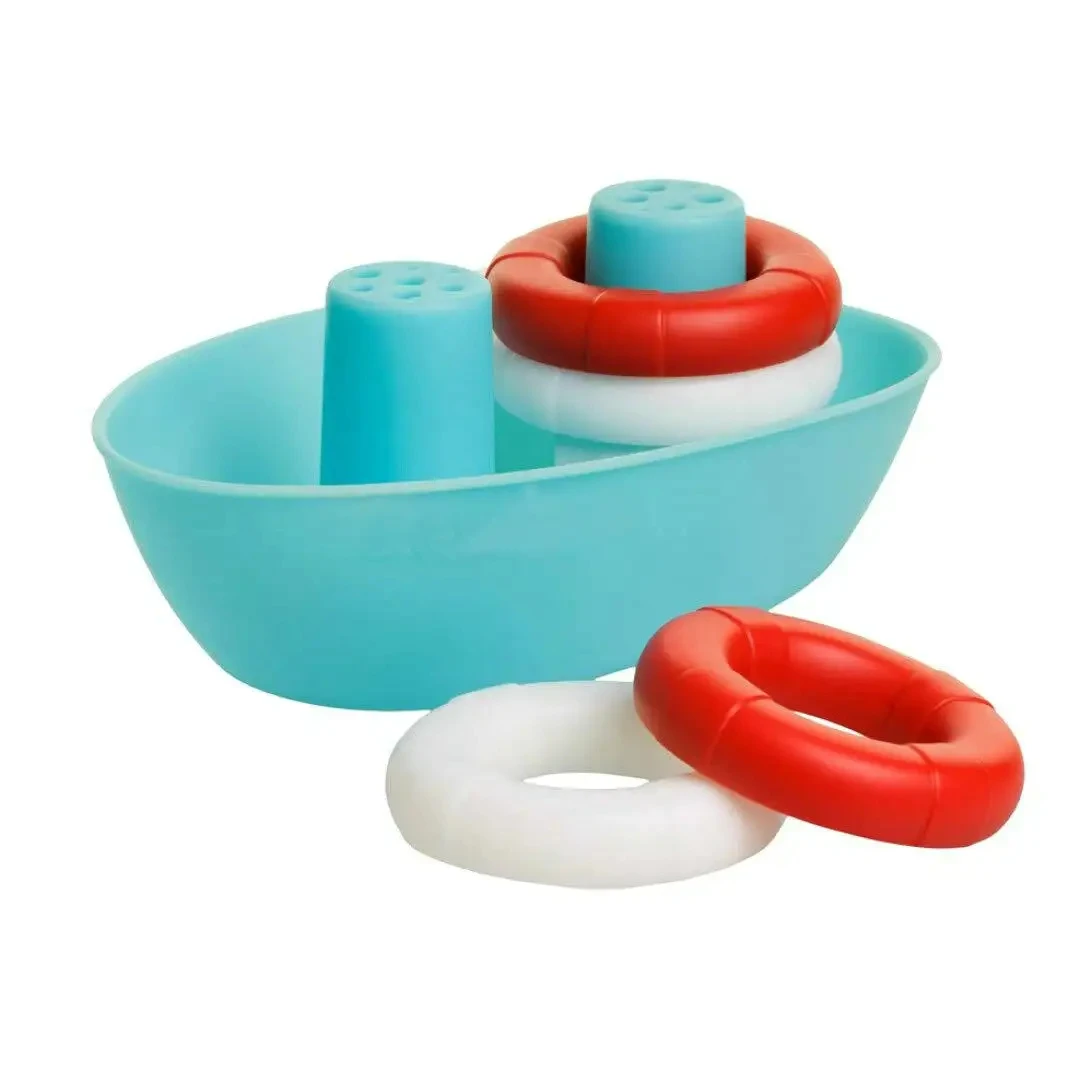 Boat Buoys Bath Toys Set, Silicone Boat and Buoys Bath Toys, Soft Silicone Bath Boat and Buoys Toys