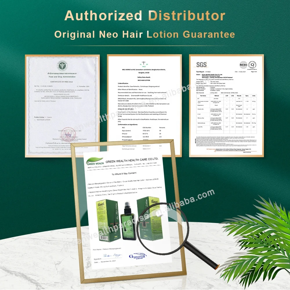 Best Organic Herbal Neo Hair Lotion Made In Thailand Anti bald Hair Growth Spray Hair Serum