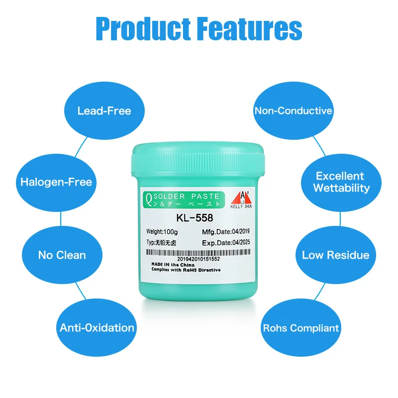 KELLYSHUN KL-558 Soldering Flux 100g Liquid Flux No Clean Flux Paste For BGA/SMD/Phone Etc.,Lead Free Halogen Free Rosin Flux