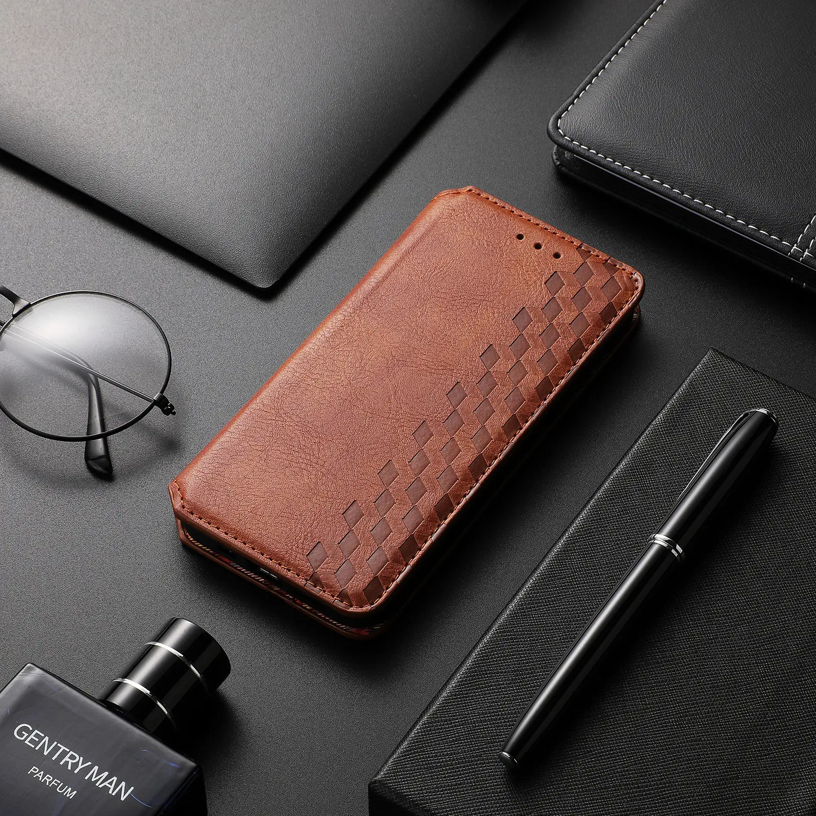 Smooth PU Leather Cell Phone Case Waterproof Phone Case Magnetic Card Stand Wallet Flip Mobile Phone Cover