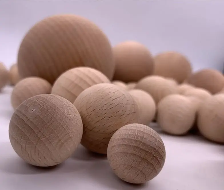 Wholesale log ball smooth natural wood non-porous DIY craft ball unprocessed decorative wood ball