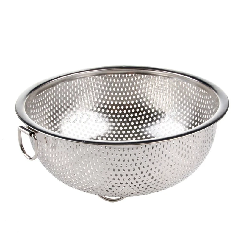 Wholesale Stainless Steel Kitchen Fruit Vegetables Washing Drain Basket Mixing Bowls Set Leach Strainer Colander