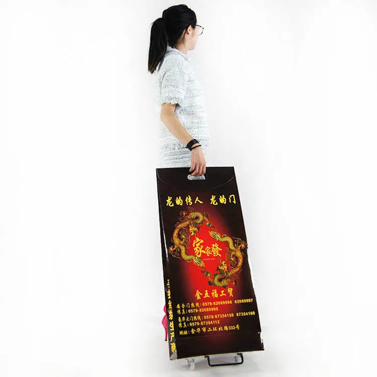 Custom-made portable retractable paper drawstring bag with pulley carton folding packaging to hold the paper bag