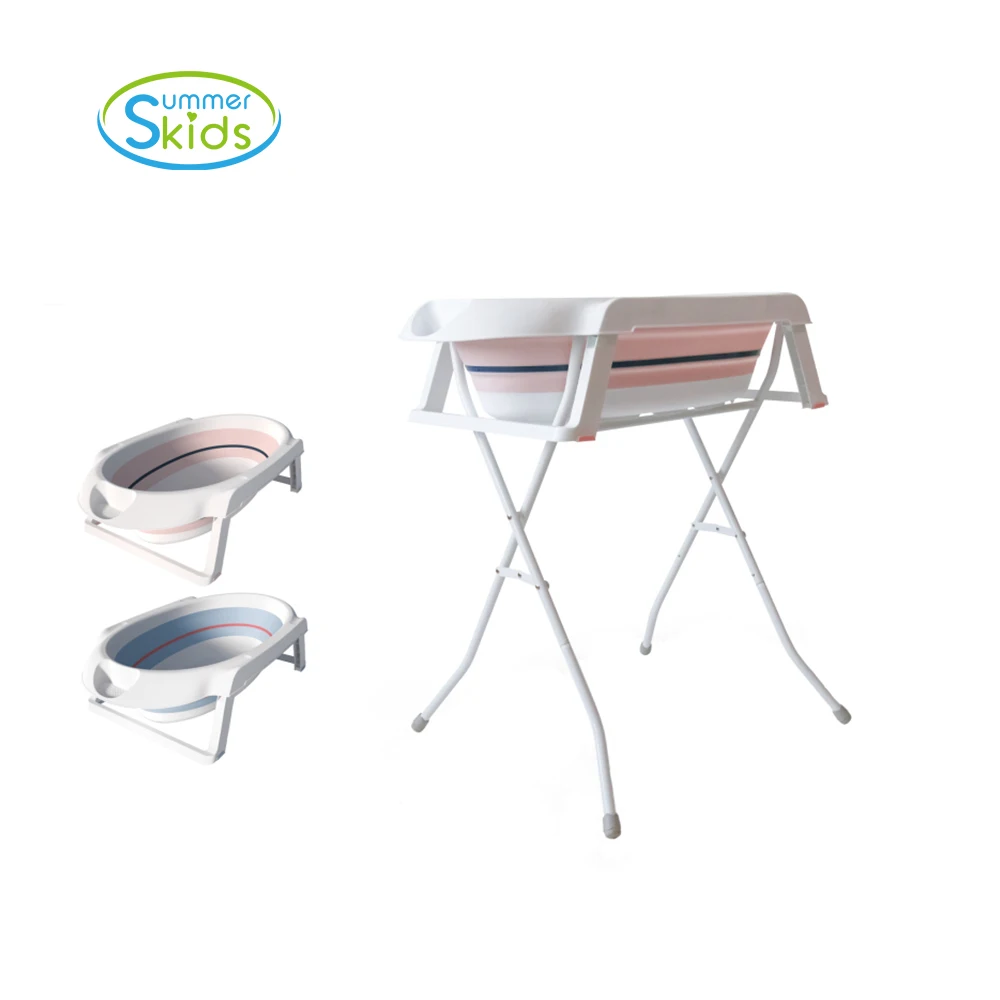 Hot Sale Foldable Plastic And Steel Material Baby Bath Tub With Stand