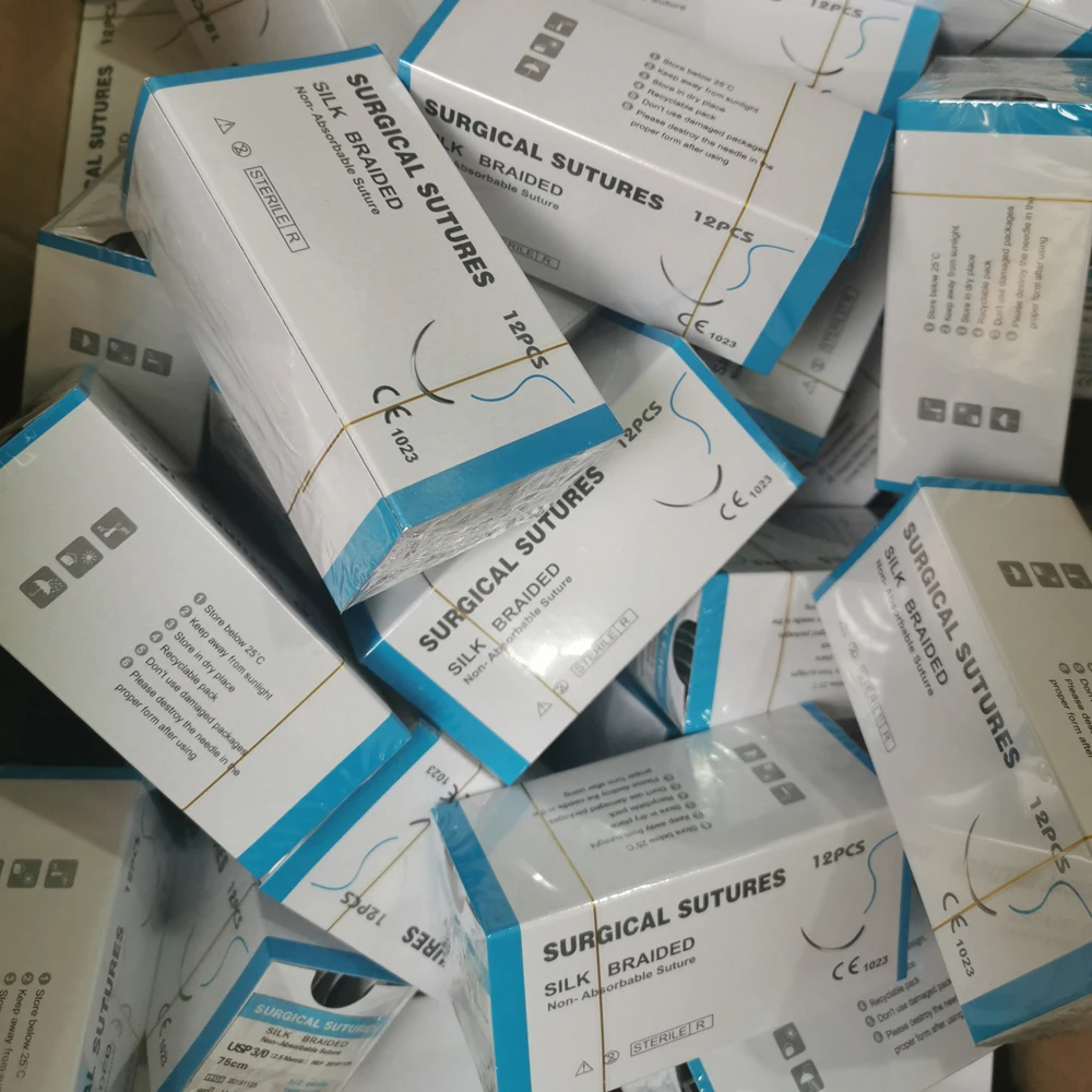 Disposable High quality with CE and ISO Composed of black braided silk sutures for surgery use