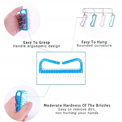 6 Pack Handle Grip Nail Cleaning Brush, Qeedy Fingernail Brush Cleaner Scrub Brush Kit for Toes Shower and Women & Men & Kids