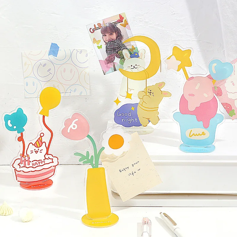 DAQIDO Factory Wholesale Acrylic Photo Clip,Message To Do Event Note Clip,Lovely Flowers Student Desktop Ornaments