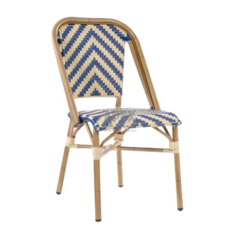 Outdoor French Bistro Rattan Wicker Dining Chairs Bamboo Bistro Armless Garden Chair