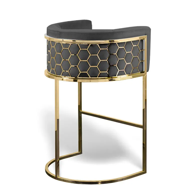 Лидер продаж высокое качество современный дизайн промышленный металлический барный стул бархатная ткань высокий с сотовой