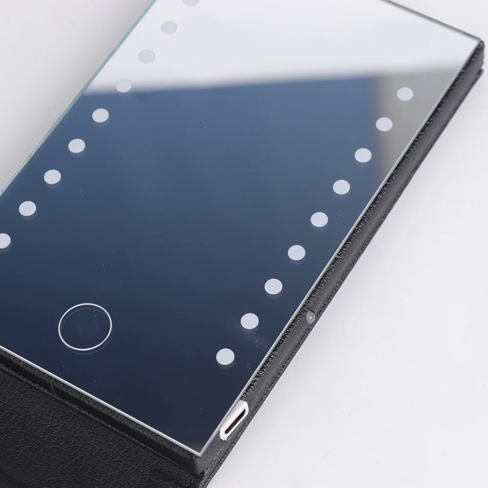 Foldable Lighted LED Makeup Mirror Adjustable Brightness Makeup Mirror LED Light With Leather Cover