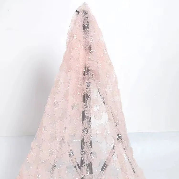 glitter lace wedding bridal dress net mesh beaded with