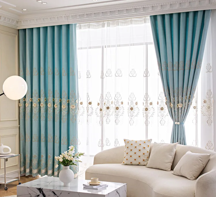 Sunny Textile High Grade Embossed Embroidered Curtains Finished Curtain