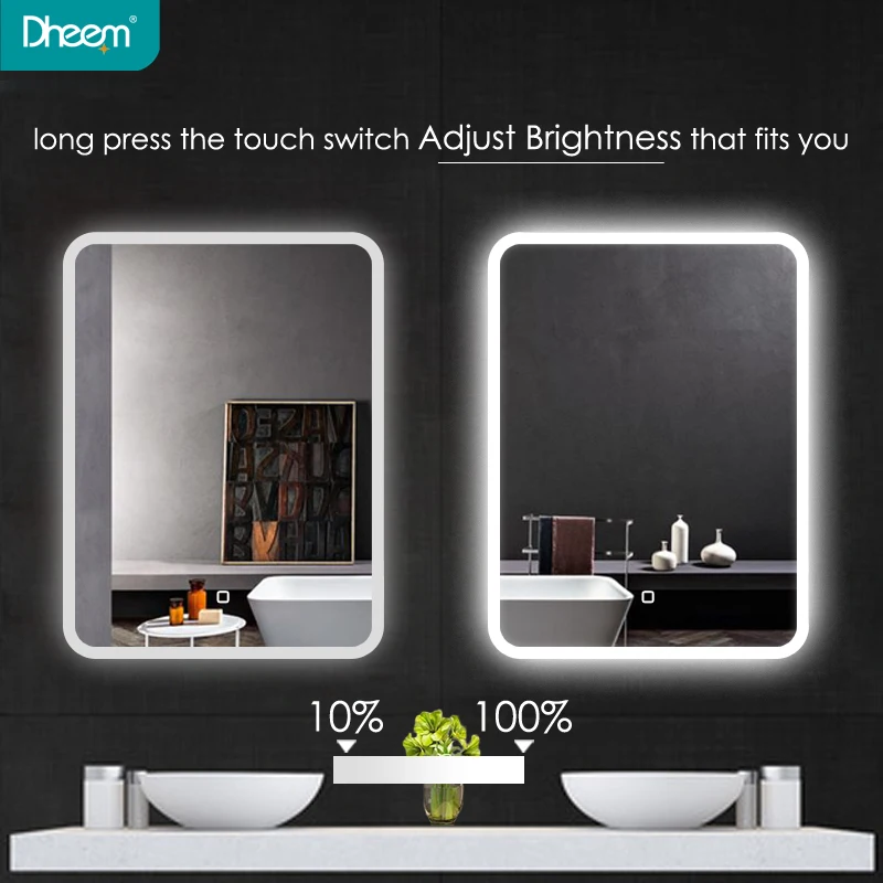 Hotel Bathroom Anti-Fog Multi-Colored Led Lighted Mirror with Blue tooth Speaker