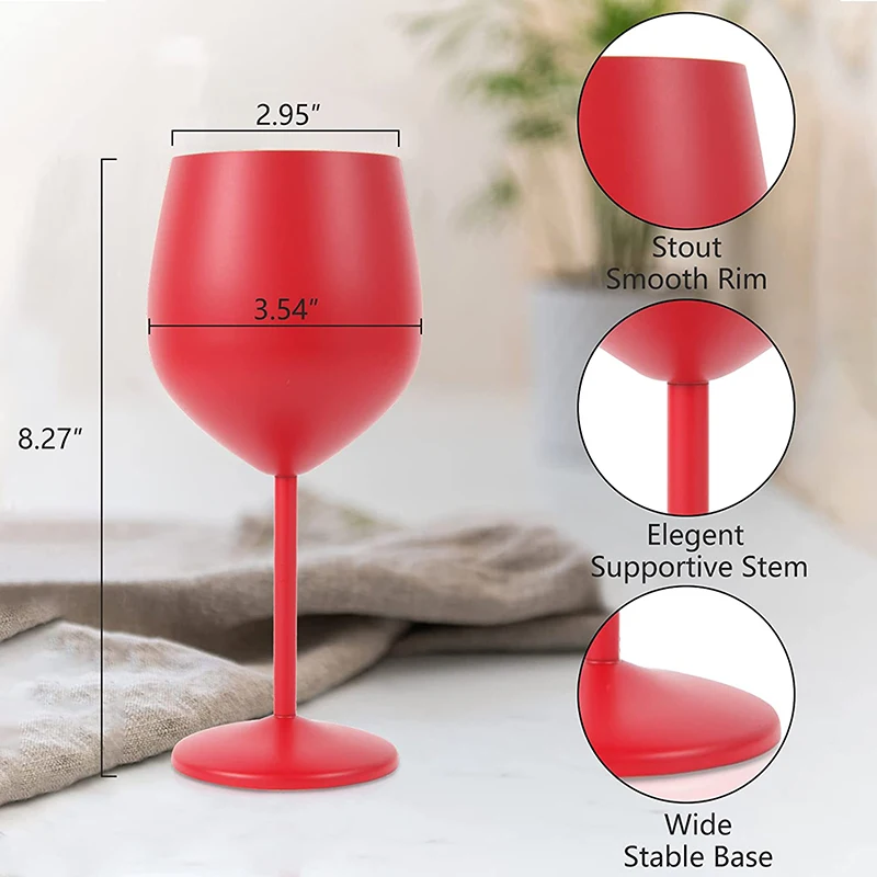 Stainless Steel Goblet Wine Glasses 18oz Coffee Tumbler Mug Champagne Flutes Martini Cocktail Water Bottle Beverage Cups