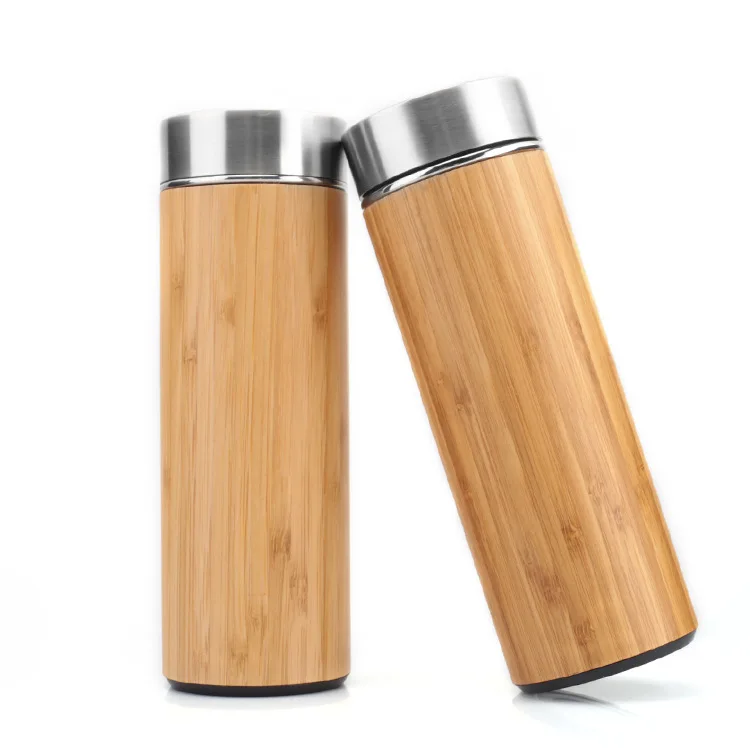 Wholesale engraving 450ml travel sublimation bamboo thermos mug with screw lid cup
