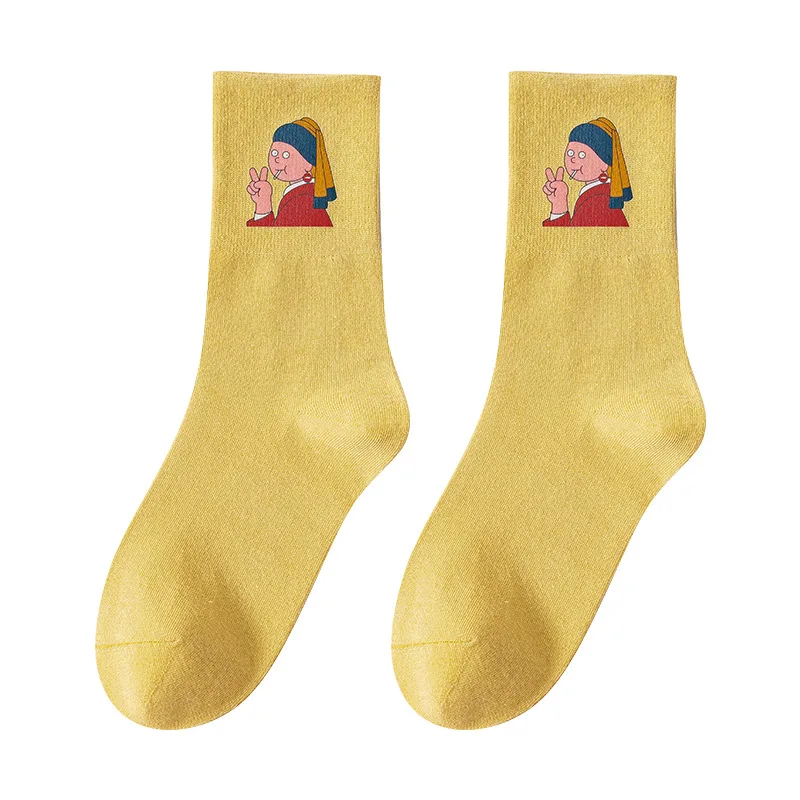 Женские носки, носки-трубы, милые японские хлопковые носки с горячим тиснением, Корейская версия