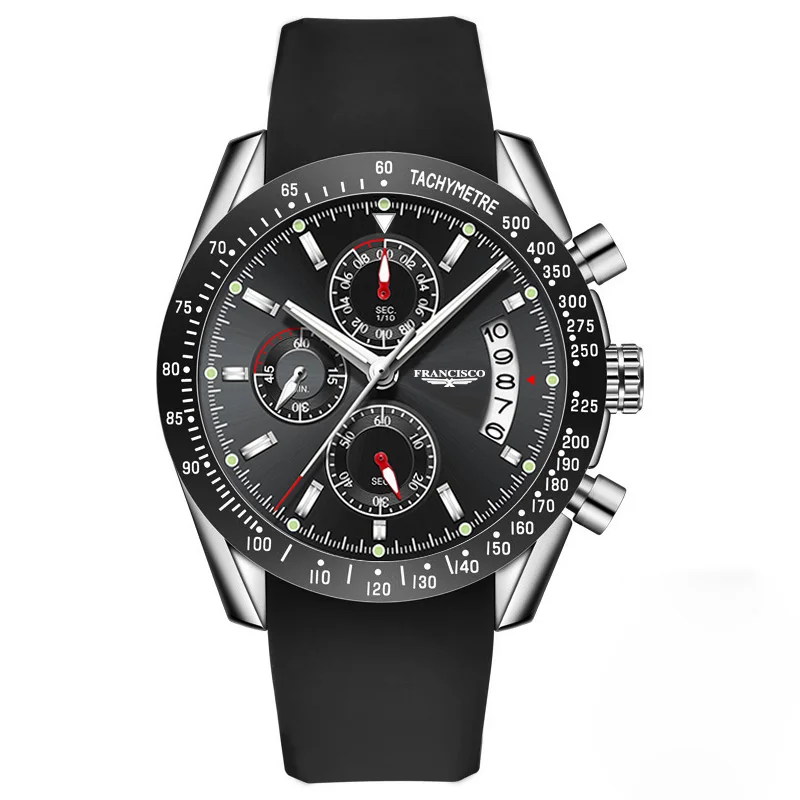 Drop Shipping Silicon Sports Watch Bands Mens Luxury Wristwatch Chronograph Quartz Watches