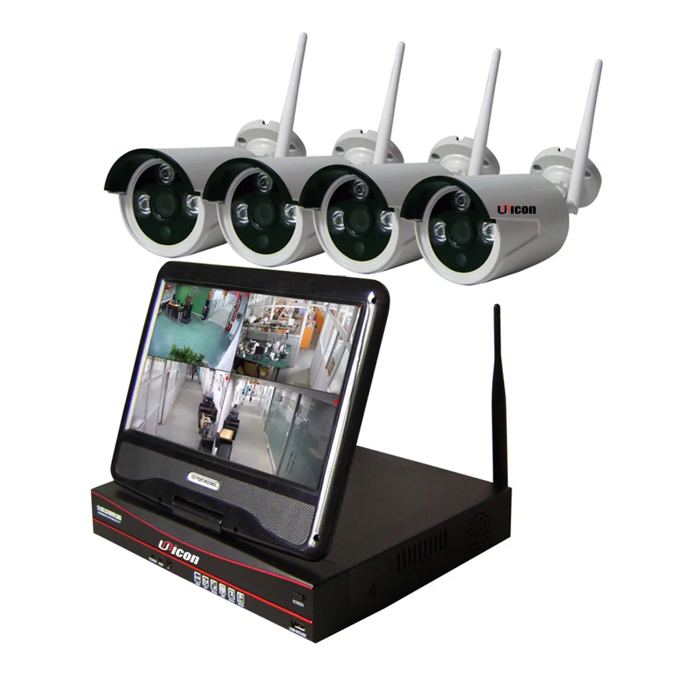 720p 10inch Touch Screen 4CH Monitor Wifi NVR Kit Wireless IP Camera System