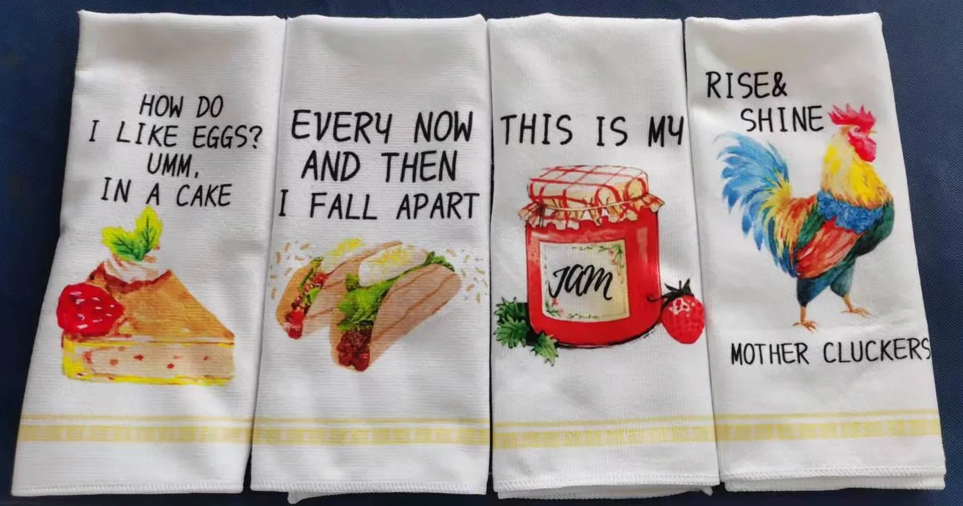 Custom Printed 40*60 cm Cheap Present Towel Microfiber Tea Towel Hand Kitchen Towel