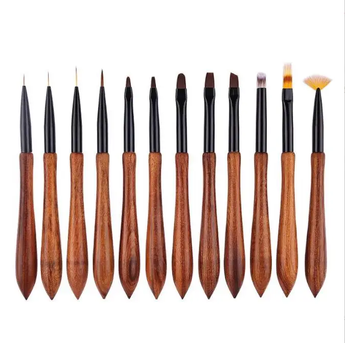 12 pcs Nail Gel Brush For Manicure Acrylic UV Gel Extension Pen Nail Polish Drawing Brush Liner Nail Brush